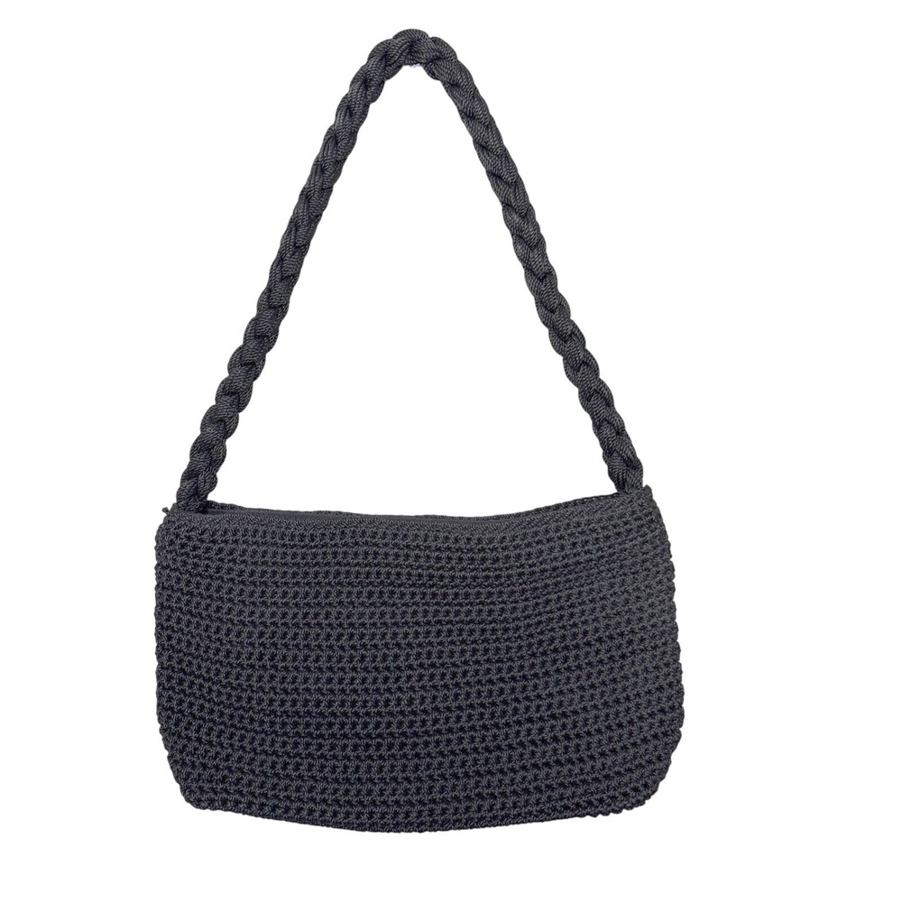 THE SAK‎ Crocheted Shoulder Bag Purse Black 11"x6"x3" Boho Minimalist